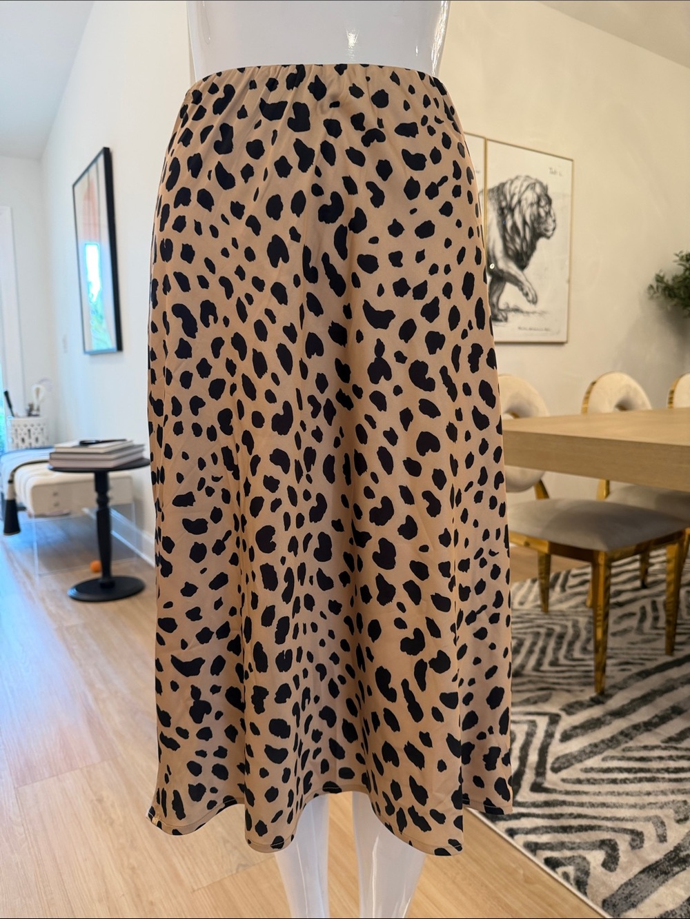 MODx Satin Champagne/Black Animal Print skirt